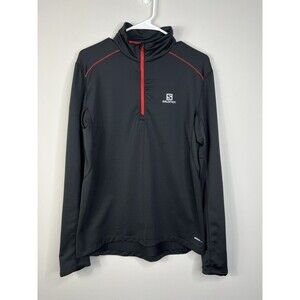 Salomon Mens 1/4 Zip Shirt Large Black Advanced Skin Warm Stretch Running Ski